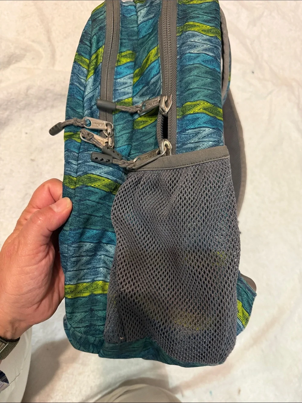 *Vintage* L.L. Bean Teal and Green Striped Backpack